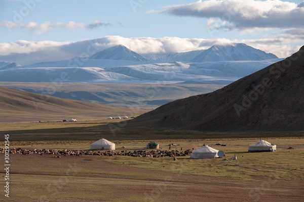 Fototapeta Nomad yurt in the mountain valley of Central Asia