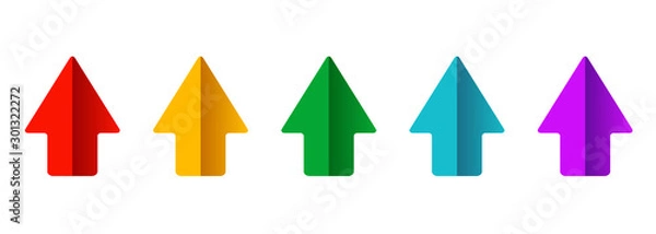 Obraz set colored paper arrows showing up. New bright arrows for your projects. Dynamic isolated on white background.
