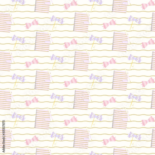 Obraz Planner notebook and bow ribbon seamless pattern 
