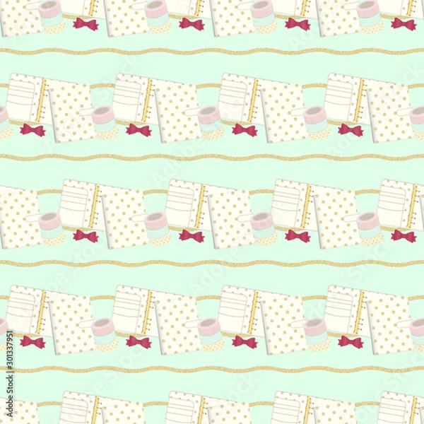 Obraz Notebook and Planner Stationary Seamless Pattern 