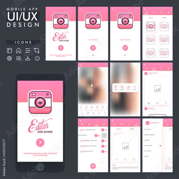 Obraz Share Mobile App UI, UX design.