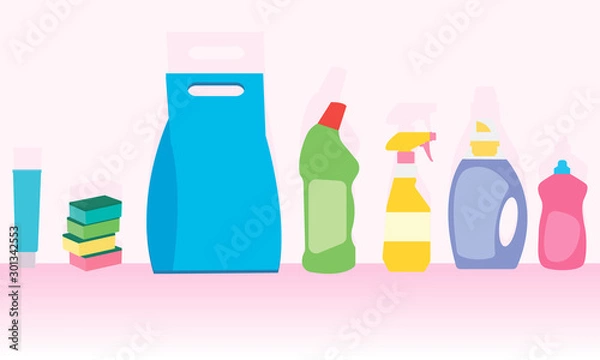 Fototapeta set of bottles isolated on white background