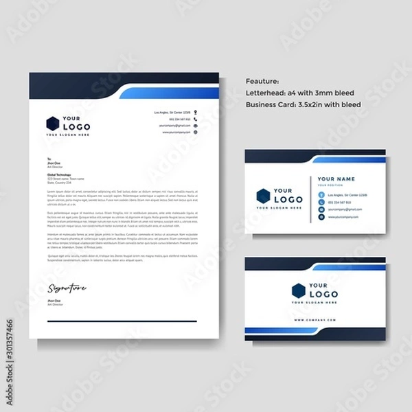 Obraz Professional creative letterhead and business card vector template