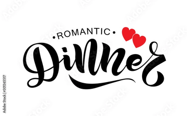 Obraz Hand sketched Romantic dinner text