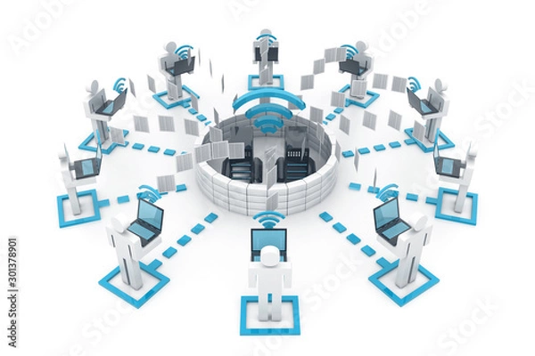 Obraz Computer network. Internet concept. Network diagram. 3d illustration