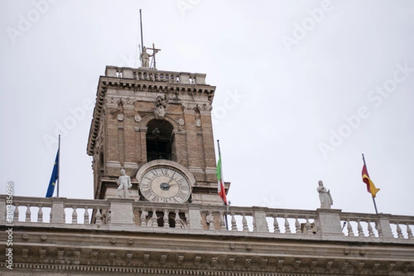 Fototapeta detail of the tower The Basilica of Our Lady in Trastevere Rome