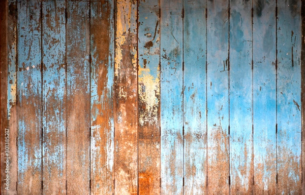 Fototapeta Old wooden door on home front, appropriate the background , idea copy space