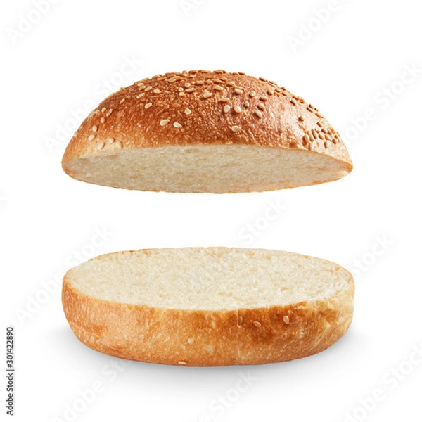 Fototapeta Open burger bun on white background