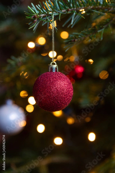 Obraz Christmas ball and cozy background