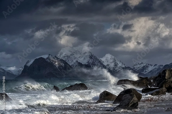 Obraz landscape with mountains and clouds