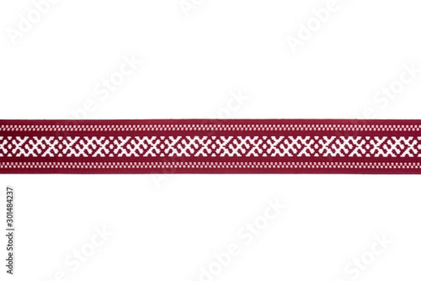Fototapeta Ribbon with Latvian traditional, historical ornaments called Platais Zalktis (wide grass snake) in latvian. Grass snake's sign symbolizes wisdom and science. 