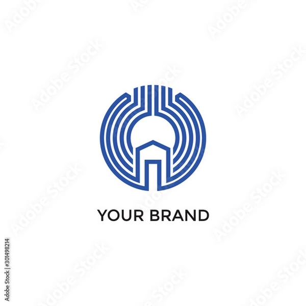 Obraz House circle line art logo