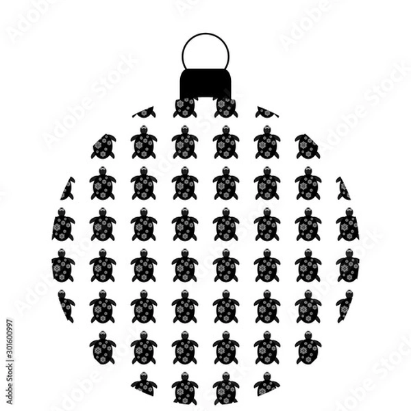 Obraz Weiße Christbaumkugel, schwarzes Schildrötenmuster