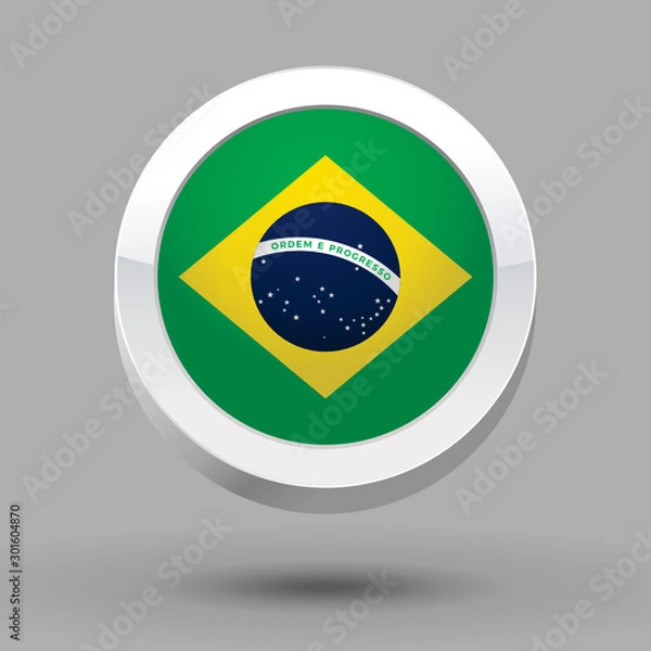Obraz Brazil flag in 3D circle frame