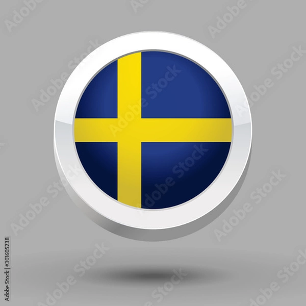 Fototapeta Sweden flag in 3D circle frame