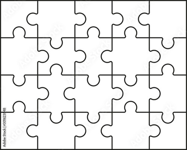Obraz Szablon puzzli na białym tle. Wektor
