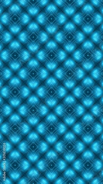 Fototapeta Seamless Pattern (Triangle shapes, White Star Light on Blue Textile, Wooden Pattern)