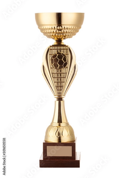 Obraz gold trophy cup on white background