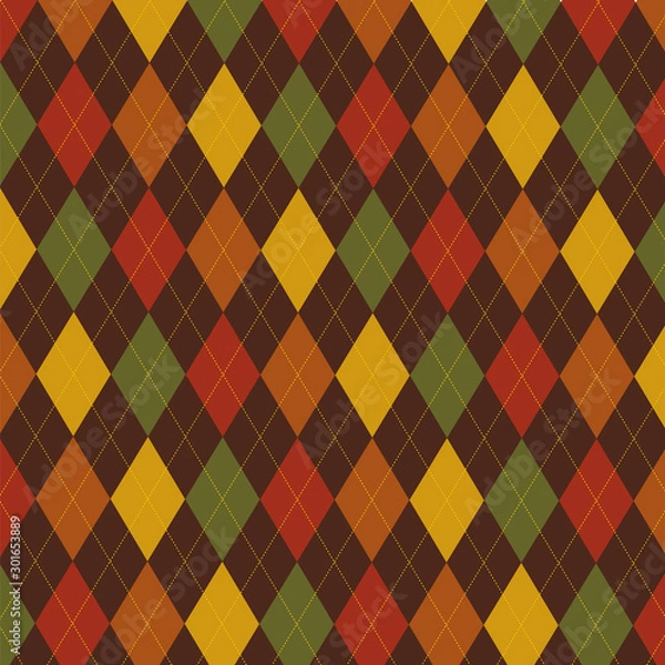 Fototapeta Retro Thanksgiving Fall argyle pattern in vector format.