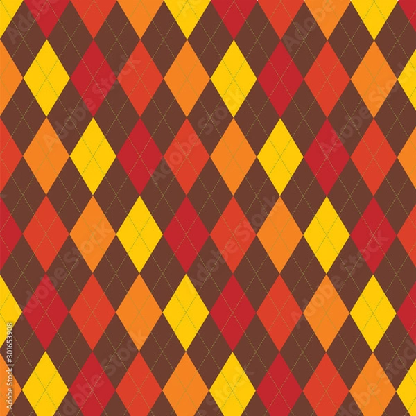 Obraz Retro Thanksgiving Fall argyle pattern in vector format.