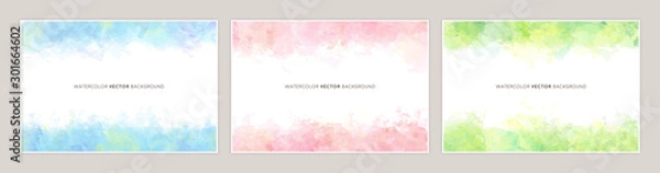 Fototapeta Zestaw kolorowych wektorów akwarela z odstępem tekstu. Zestaw kart na ślub, życzenia, urodziny. tła do projektowania banerów internetowych.
