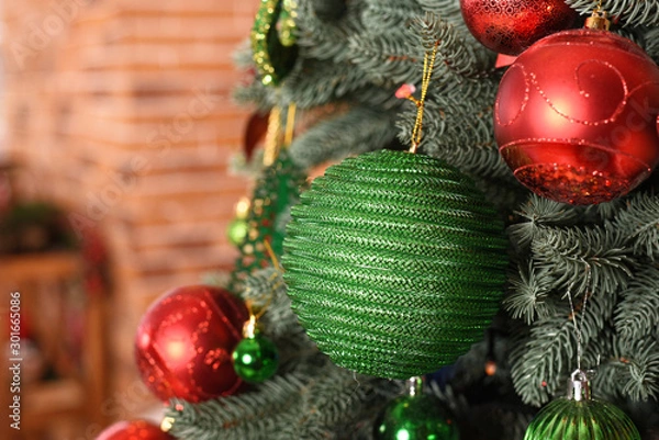 Obraz decorated Christmas tree on blurred background