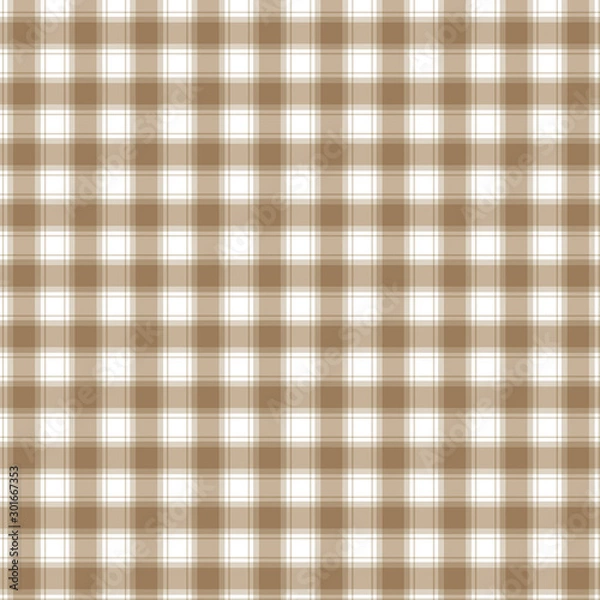 Obraz Checkered brown and white check pattern background,vector illustration,Gingham