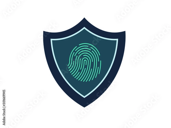 Obraz Fingerprint with Security Shield,personal protect, secutiry icon,vector illustration