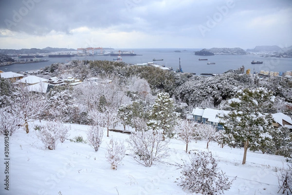 Fototapeta 雪の日の長崎