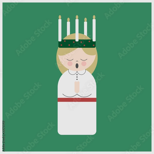 Obraz Saint Lucy at Christmas in Sweden, vector