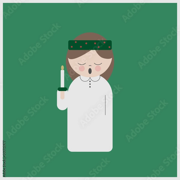 Obraz Singing girl at Saint Lucys Day at Christmas, vector