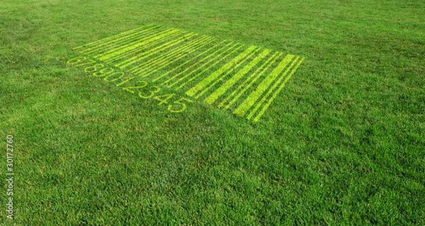 Obraz Shopping Bar Code on Green Lawn