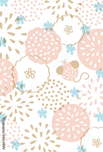 Fototapeta 令和二年・子年・年賀状素材（北欧風パターン）