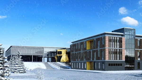 Obraz School building - 3d