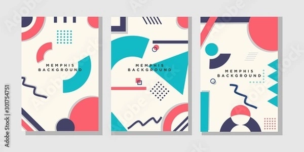 Obraz Abstract Memphis Background bundle vector