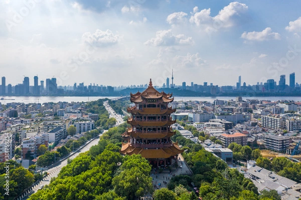 Fototapeta The yellow crane tower , located on snake hill in Wuhan, is one of the three famous towers south of yangtze river,China.