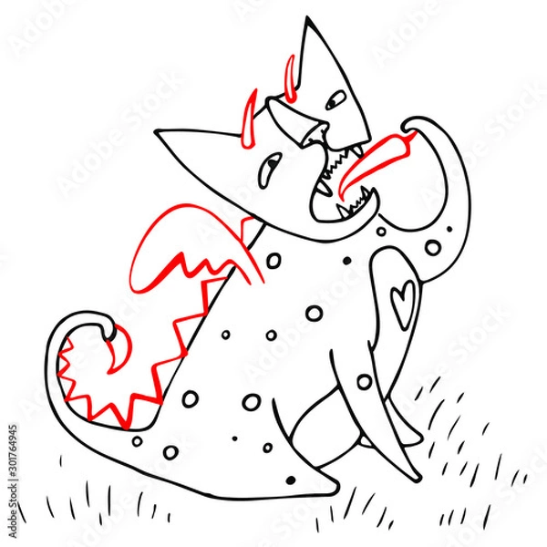Obraz Cat looks like a dragon because he swallows hot peppers