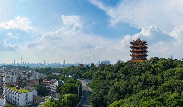 Fototapeta The yellow crane tower , located on snake hill in Wuhan, is one of the three famous towers south of yangtze river,China.