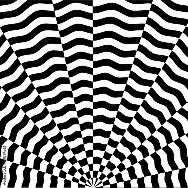 Obraz Abstract black and white striped background. Geometric pattern with visual distortion effect. Optical illusion. Op art.
