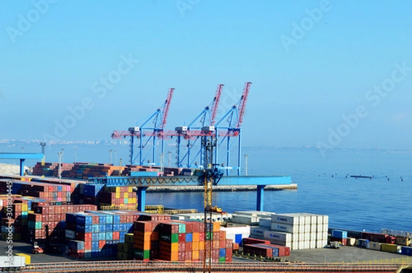 Obraz cranes in port