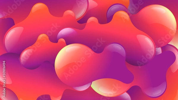 Obraz set of abstract background pattern bubbles and blot, pink and orange colour