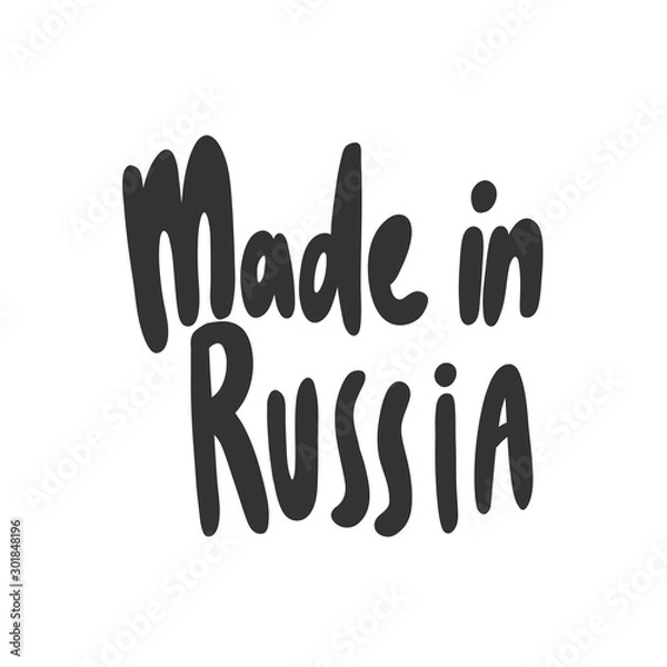 Fototapeta Made in Russia. Sticker for social media content. Vector hand drawn illustration design. 
