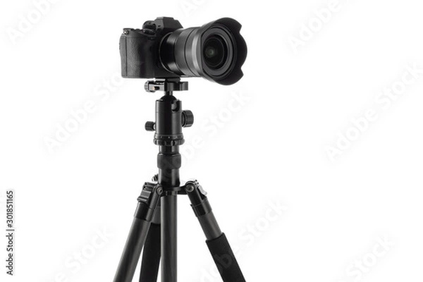 Fototapeta Tripod For Camera Stand With Hydraulic Head Ball isolated on white background