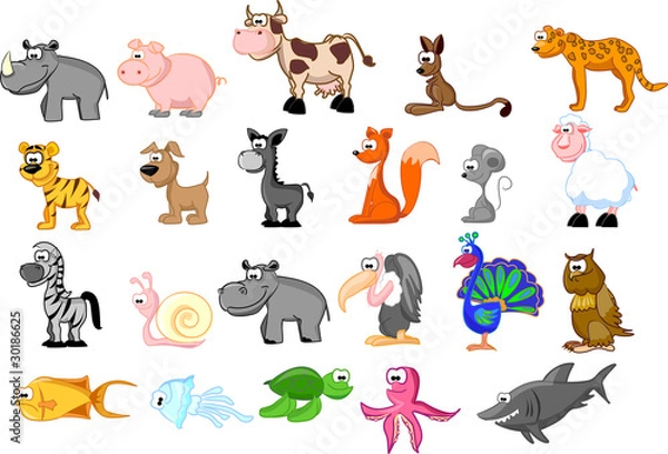 Fototapeta большой набор животных
