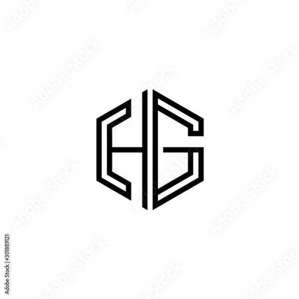 Fototapeta Letter HG logo icon design template elements