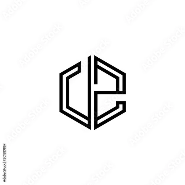 Fototapeta Letter UZ logo icon design template elements