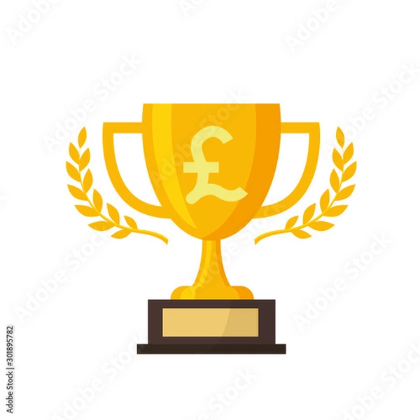 Obraz Gold trophy with gold pound sign,vector illustration