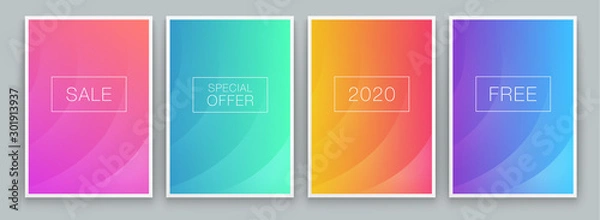 Obraz Vivid Geometric Backgrounds. Set of vector colorful posters. Fluid background with waves. Template with modern style dynamic elements