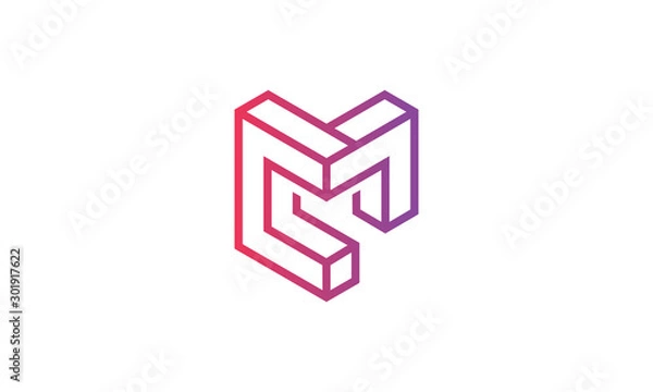 Obraz logo line 3d letter m colorful