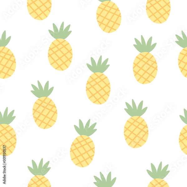 Fototapeta Pineapple seamless background repeating pattern, wallpaper background, cute seamless pattern background